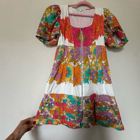 Anthropologie LOVE THE LABEL FLORAL PRINT FRONT ZIPPER DRESS - Picture 6 of 12